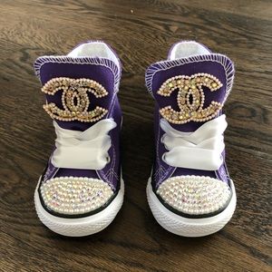 BRAND NEW Custom Purple Converse Bling Sz 6